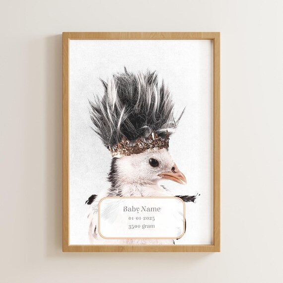 Personalized Baby Name Poster Baby Chick Crown Birth Stats Gift