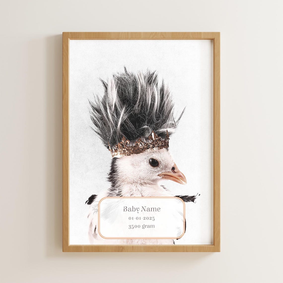 Personalized Baby Name Poster Baby Chick Crown Birth Stats Gift