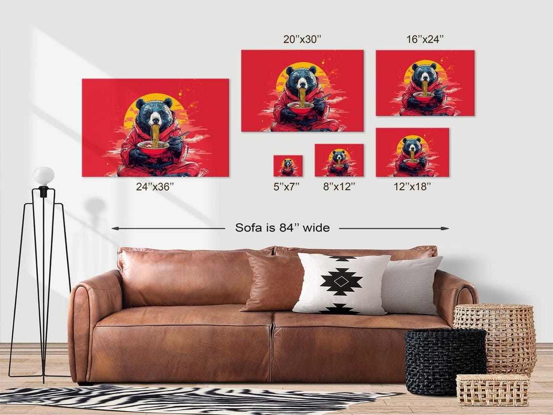 Maximalist Eclectic Ramen Bear Print Bold Altered Animal Portrait Fantasy Fun Colorful Renaissance Rustic Art - Image 3