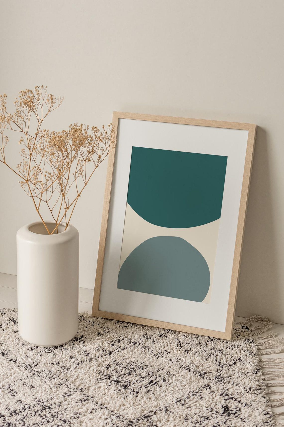 Teal Circles Abstract Wall Art Print Trendy Abstract Art Gallery Wall Art Geometric Art