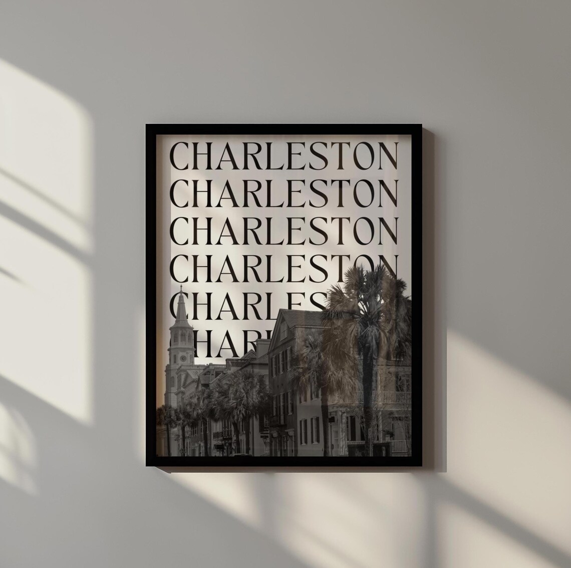 Charleston SC Travel Poster, Minimalist Skyline Art