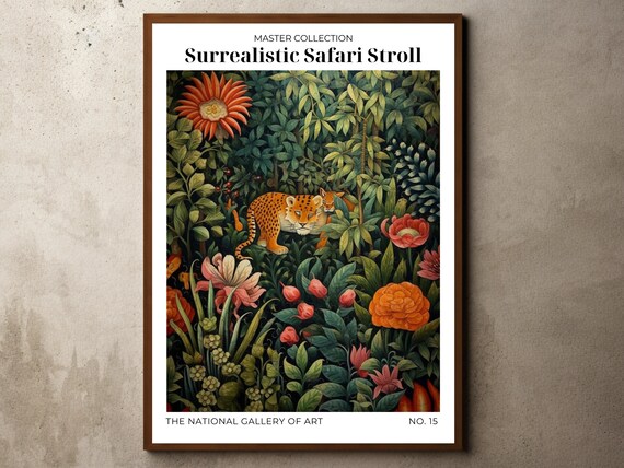 Henri Rousseau Print Poster Tropical Decor Botanical Jungle Exhibition Animals Forest Vintage Wall Art