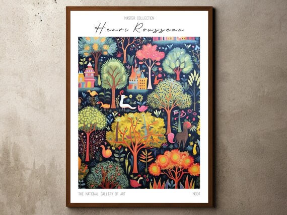 Henri Rousseau Print Poster Tropical Decor Botanical Jungle Exhibition Animals Forest Vintage Wall Art