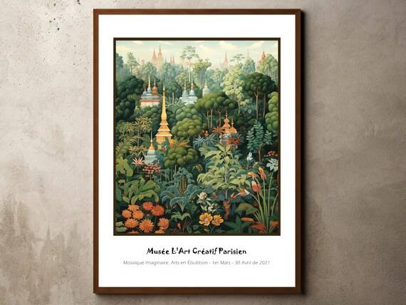 Henri Rousseau Print Poster Tropical Decor Botanical Jungle Exhibition Animals Forest Vintage Wall Art