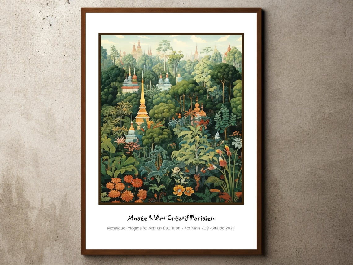 Parisian Museum Golden Temples Rising from a Dense Jungle Poster 2021