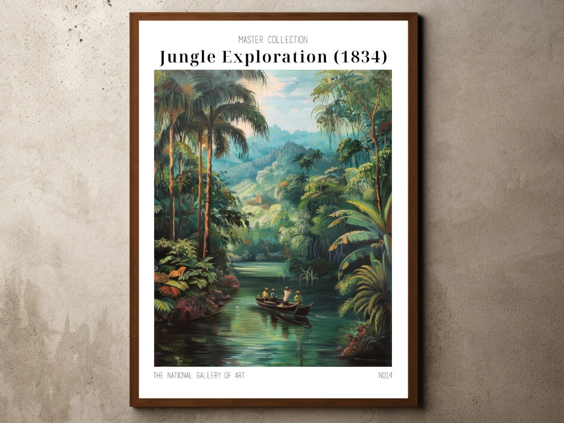 Jungle Exploration 1834 River Boat Tropical Exhibition Scene Poster