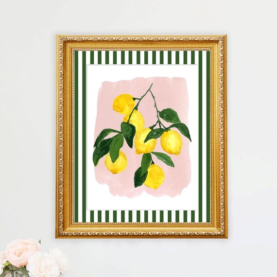 Lemon Print Kitchen Art, Citrus Fruit Art Print