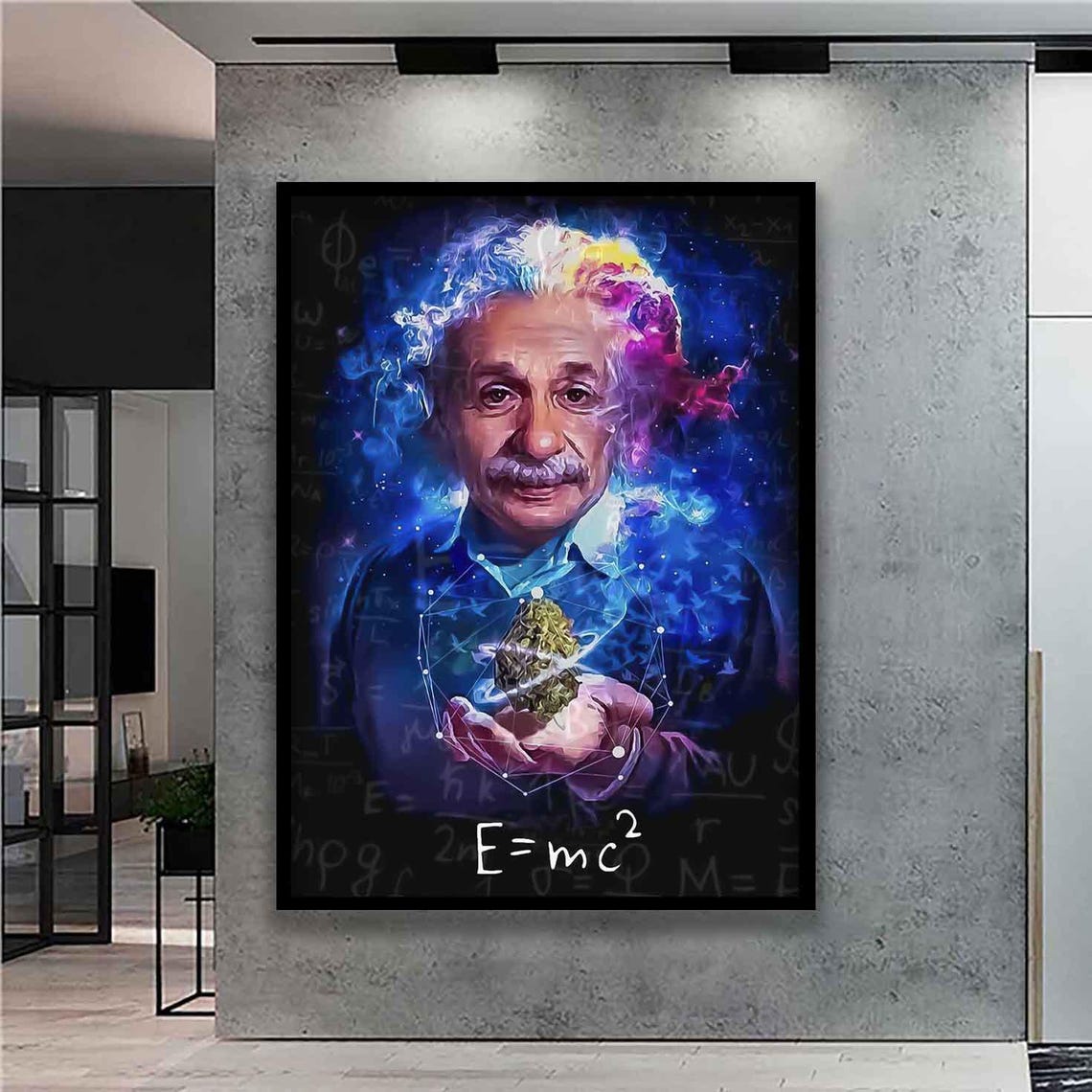Albert Einstein Psychedelic Cosmic Portrait E=mc2 Science Poster - Image 2