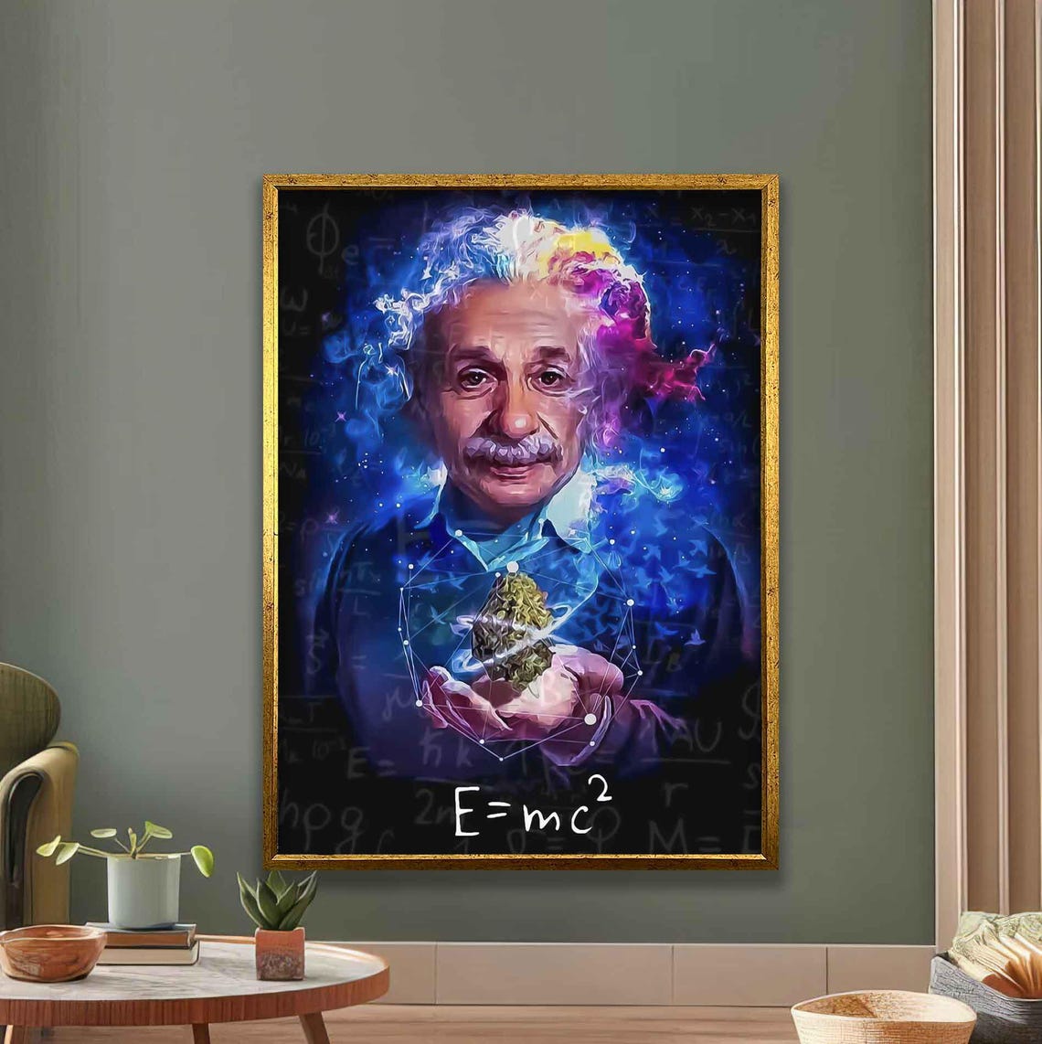 Albert Einstein Psychedelic Cosmic Portrait E=mc2 Science Poster