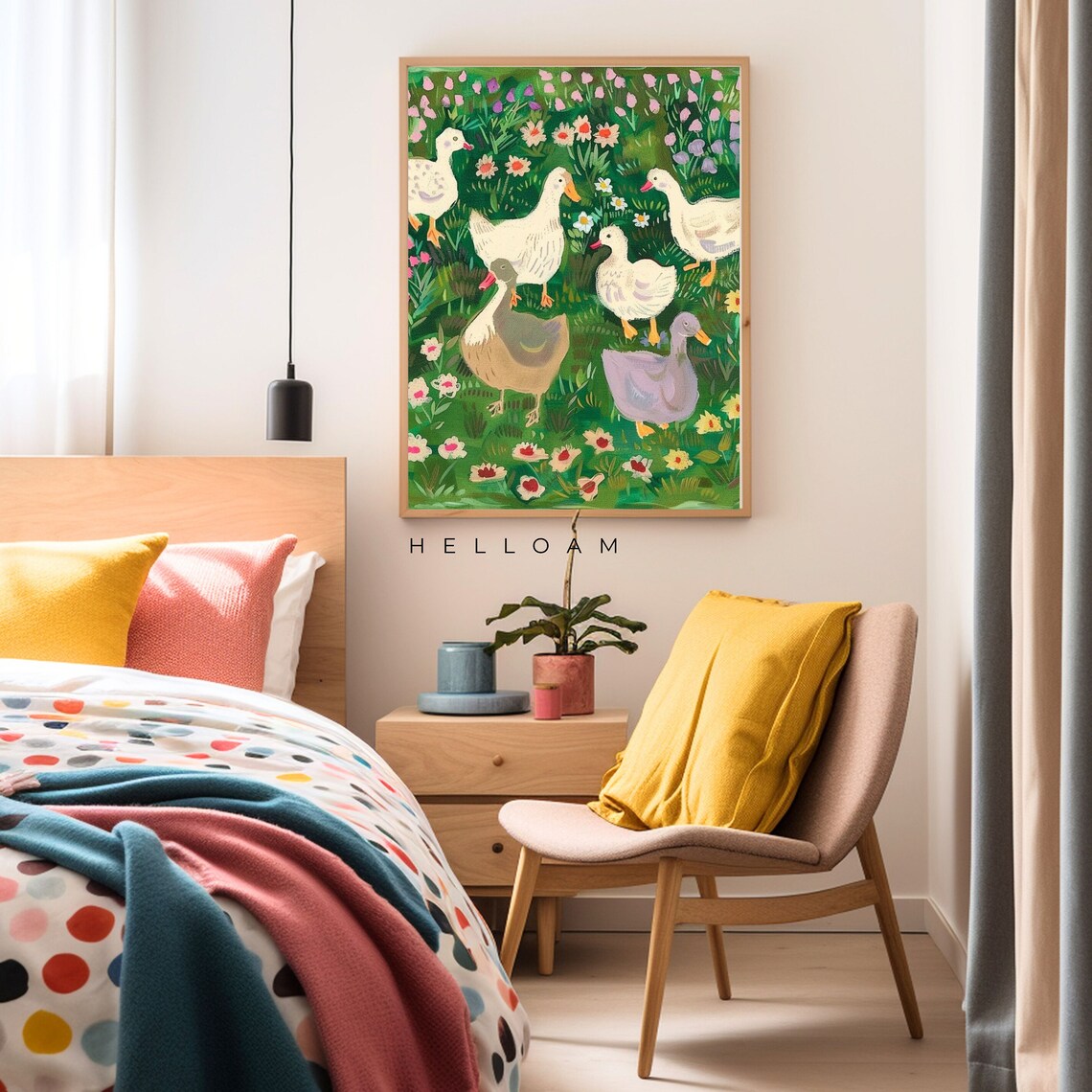 Vintage Mother Duck Nursery Art Print, Farmhouse Decor - Image 2