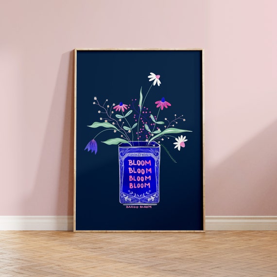 Floral Poster, Maximalist Modern Bouquet Art Print