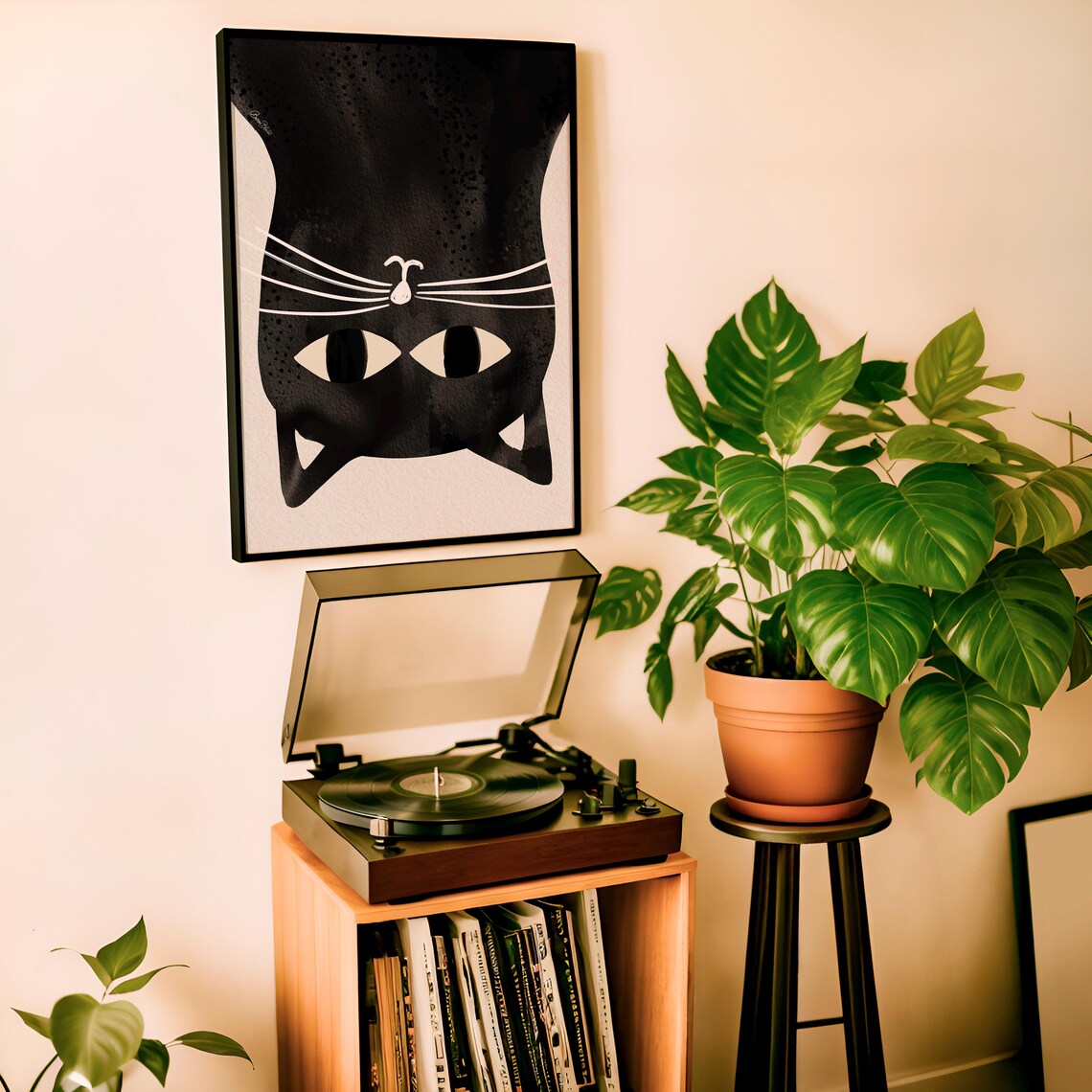 Black Cat Watercolor Wall Art, Abstract Cat Print - Image 4
