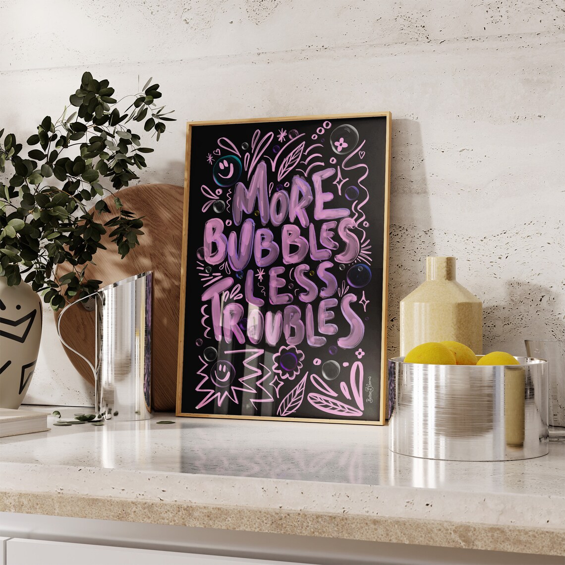 More Bubbles Less Troubles Maximalist Art Print - Image 3