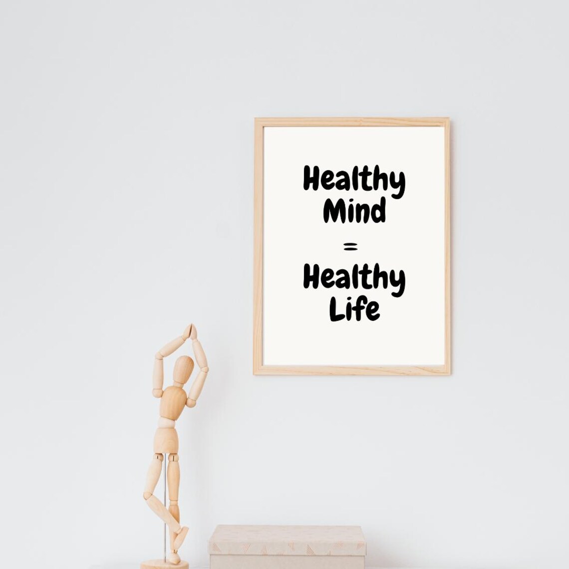 Healthy Mind Healthy Life Square Framed Quote Typography Poster - Image 4