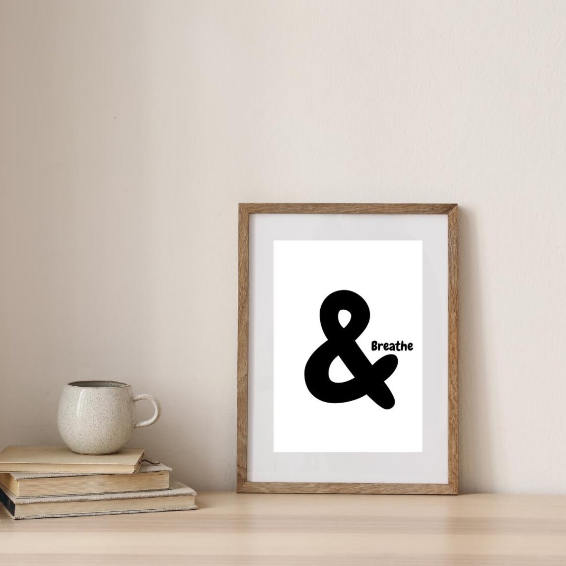 And Breathe Minimalist Inspirational Quote Print - Image 2