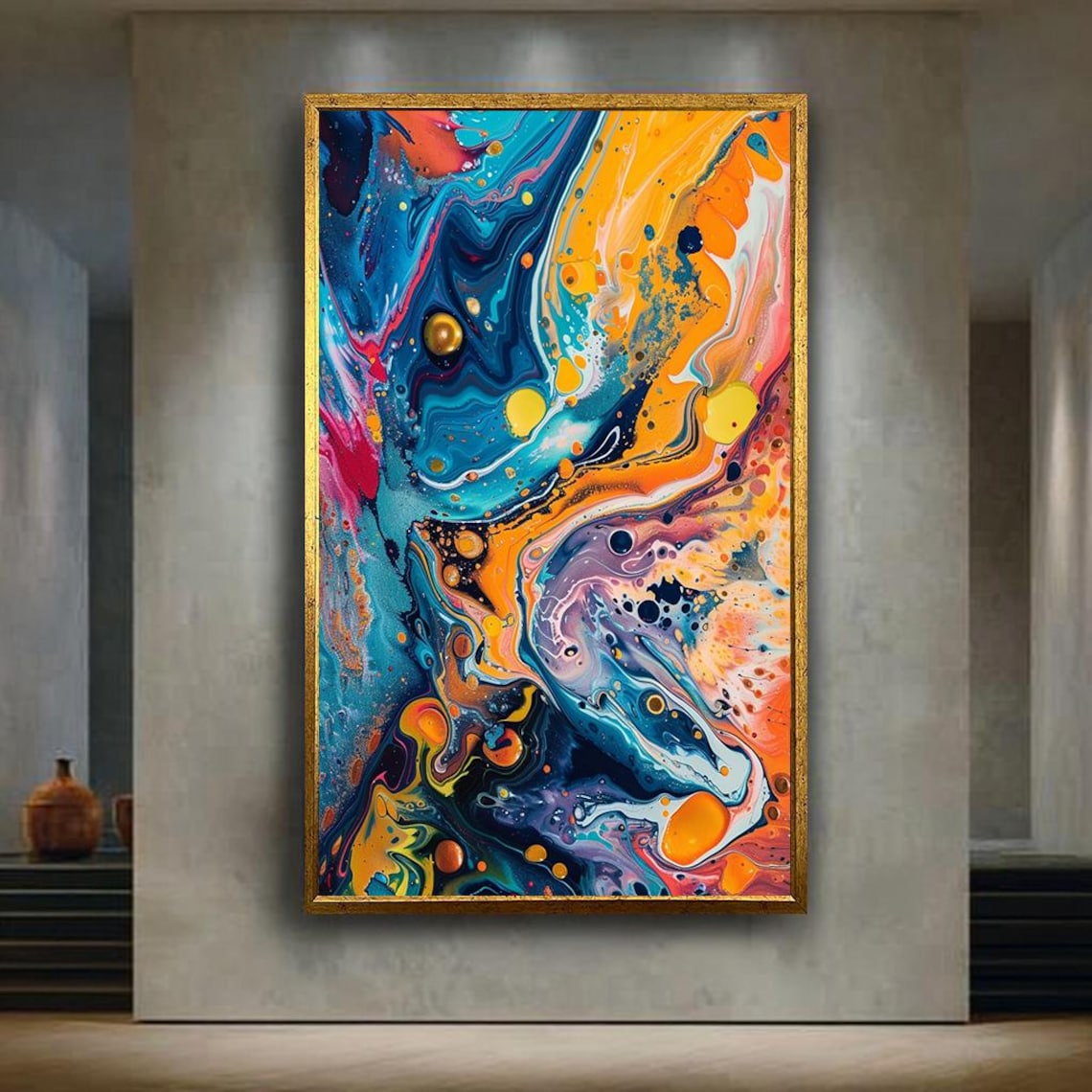 Colorful Abstract Art Print, Modern Contemporary Pour