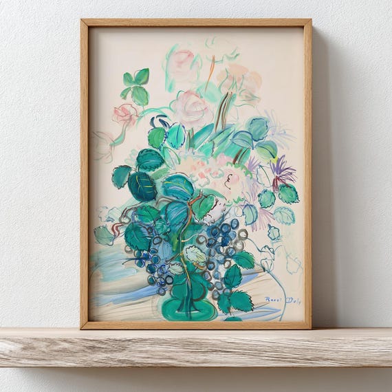 Vintage Abstract Flowers Print French Floral Still Life Poster Mid Century Modern Decor Impressionist Botanical Wall Art