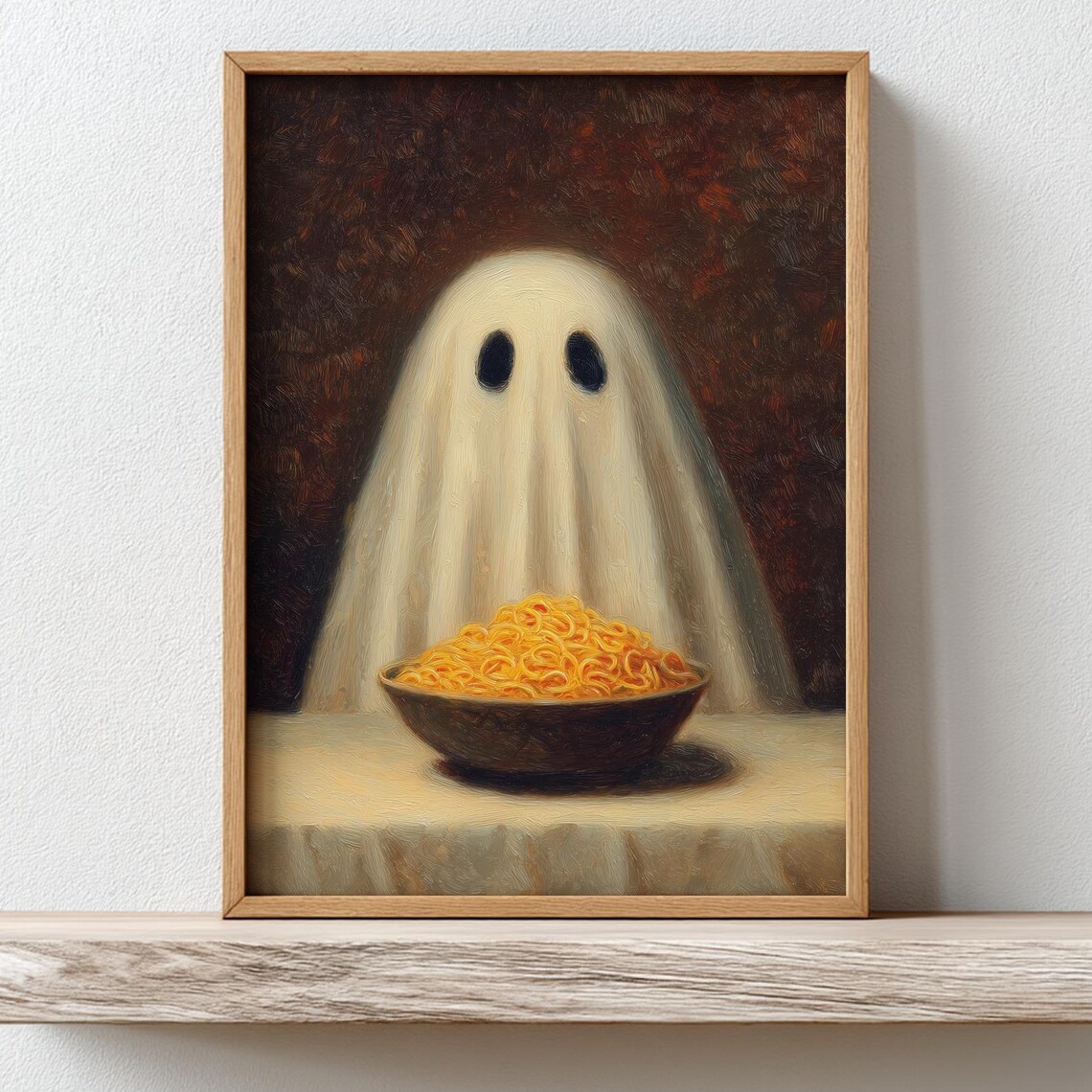 Cute Noodle Wall Art Whimsical Halloween Kitchen Decor Spooky Poster Spaghetti Ramen Print