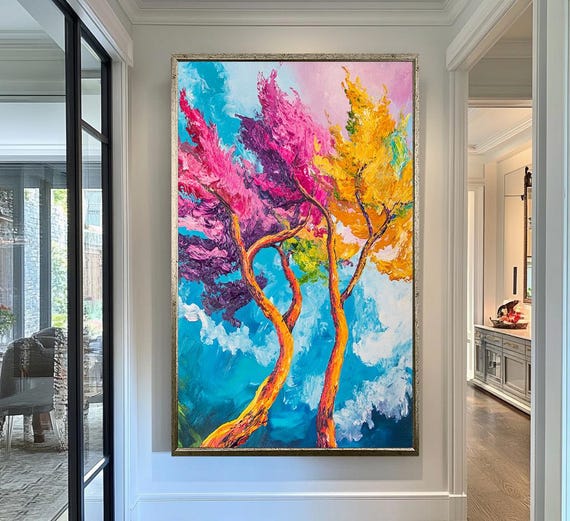Colorful Trees Wall Art Abstract Nature Printing Modern Impressionist Wall Decor Modern Wall Decor Colorful Art