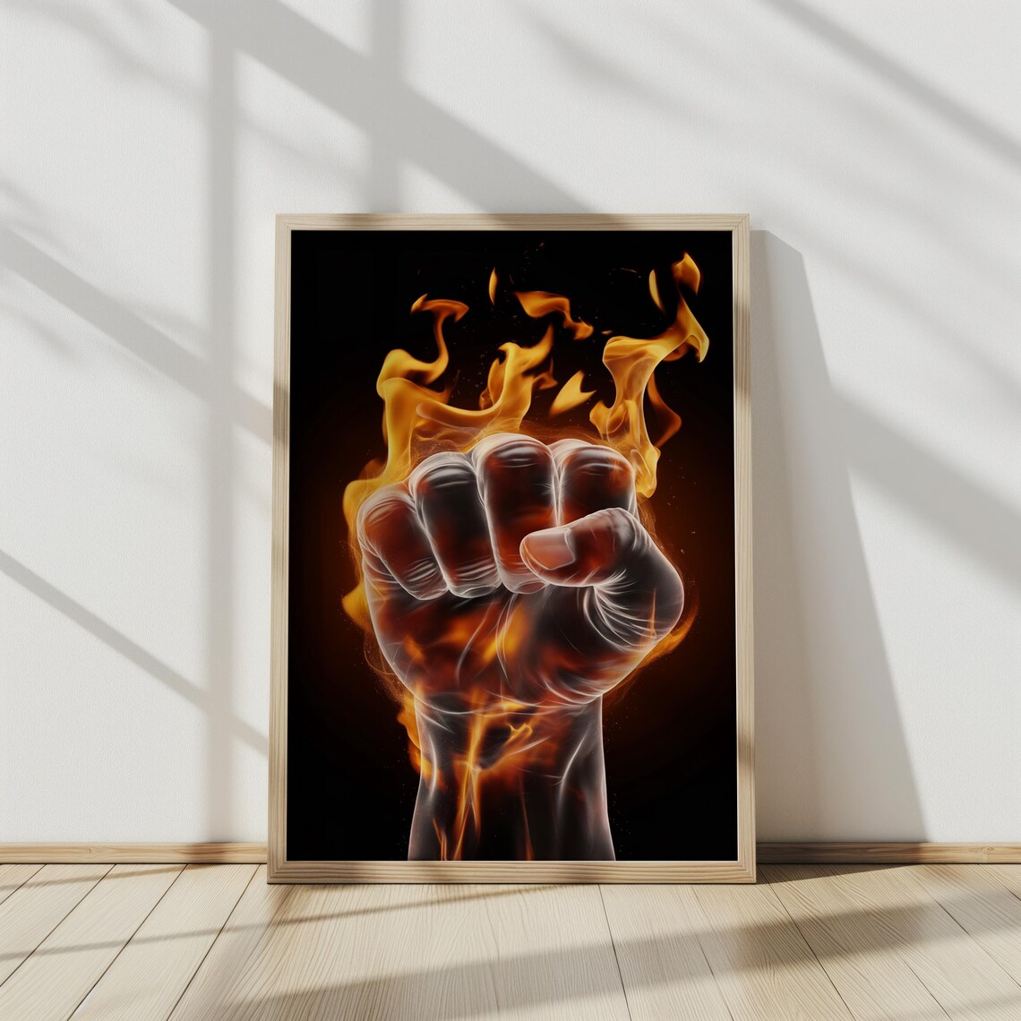 Flaming Fist, Dramatic Fire Effect Art Print - Image 2