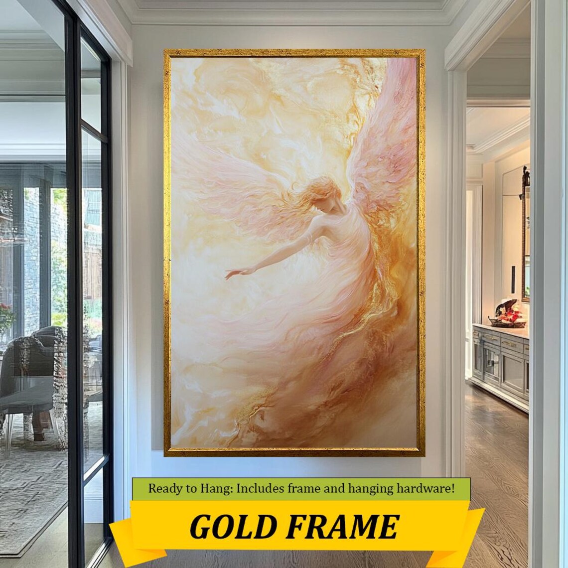 Heavenly Angel Golden Clouds Soft Pink Wings Ethereal Christian Wall Poster - Image 3