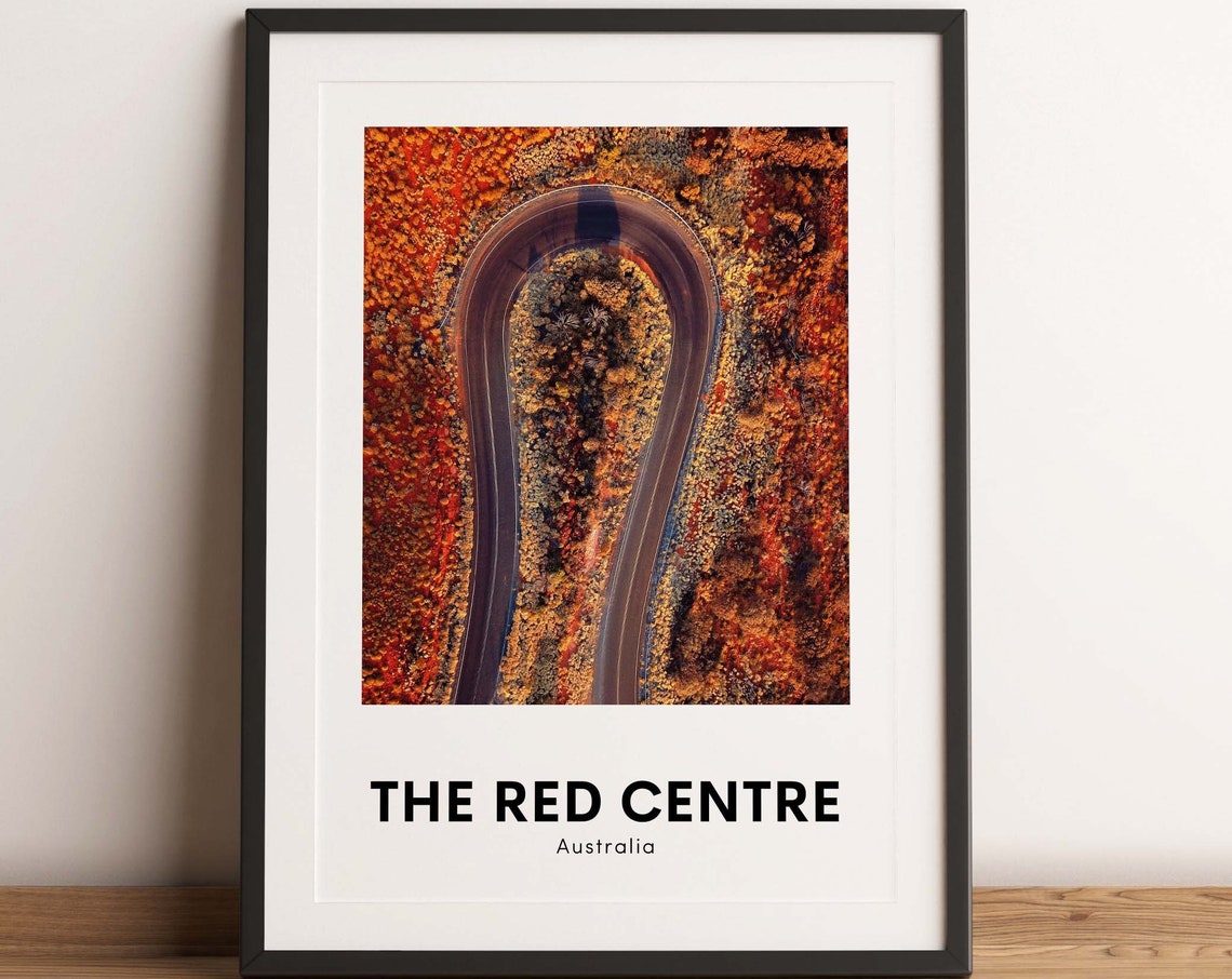 The Red Centre Australia Winding Desert Road Aerial View Poster