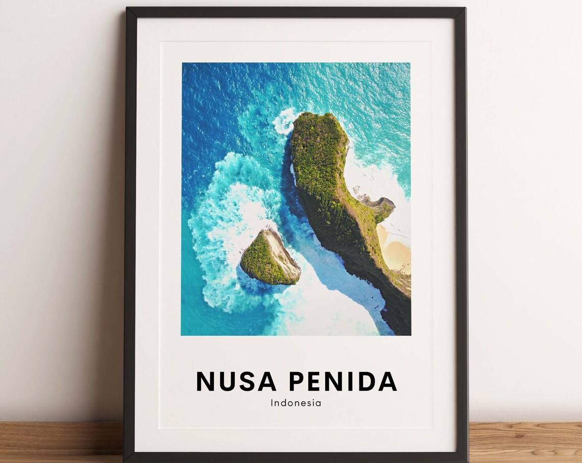 Nusa Penida Indonesia Aerial Island Coastline Cliff Travel Poster