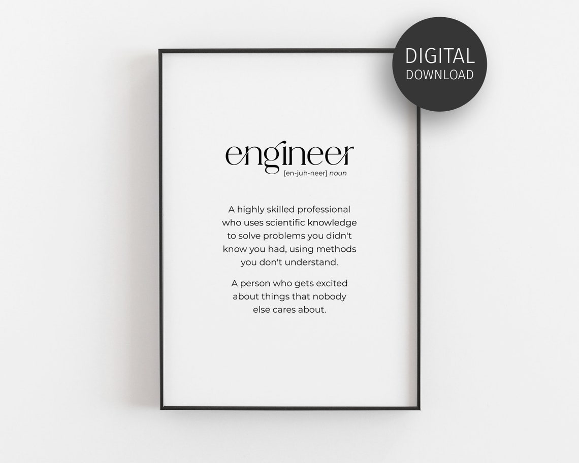 Engineer Definition Funny Engineering Career Graduation Gift Wall Art