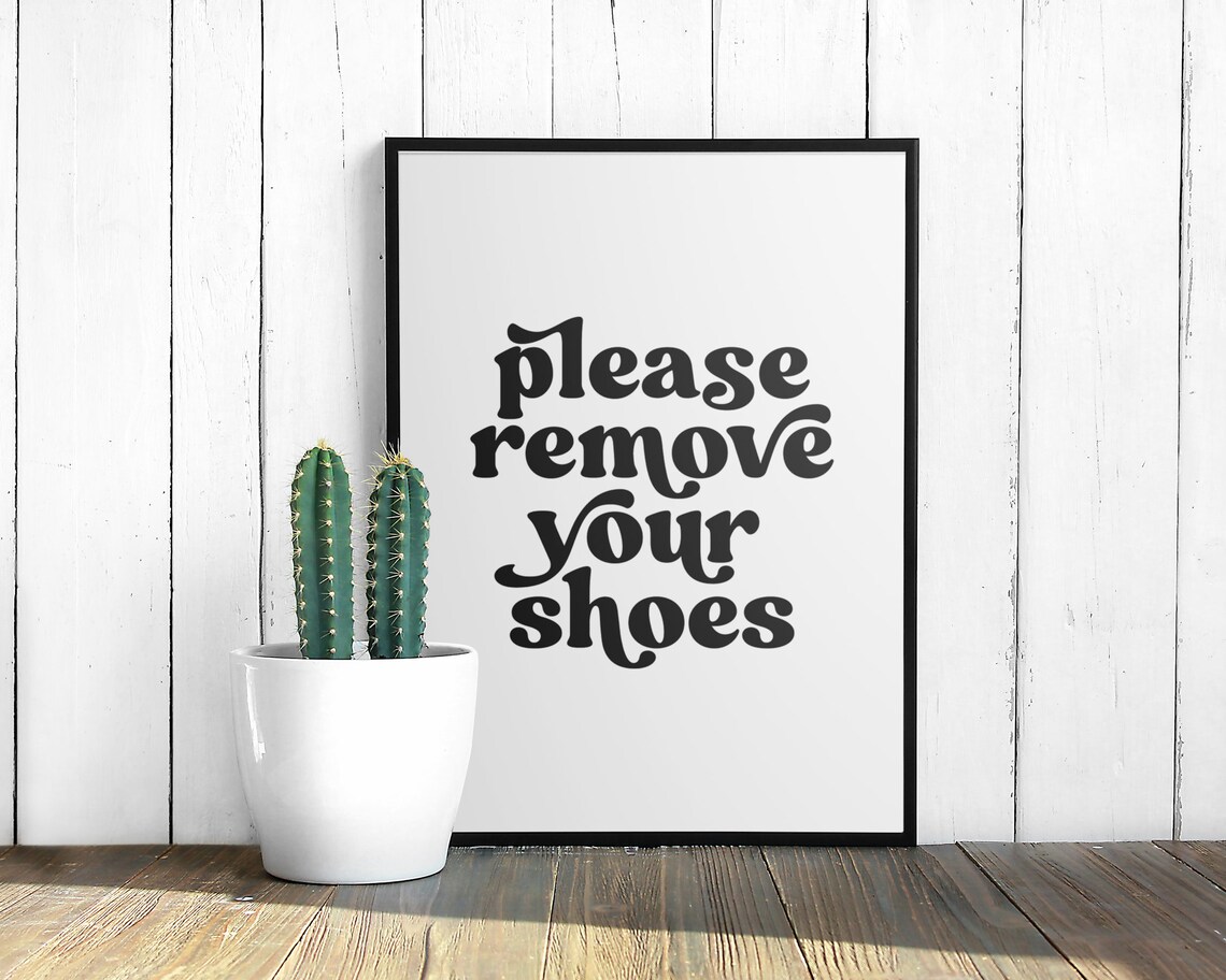 Please Remove Your Shoes Sign Retro Entrance Poster - Image 3