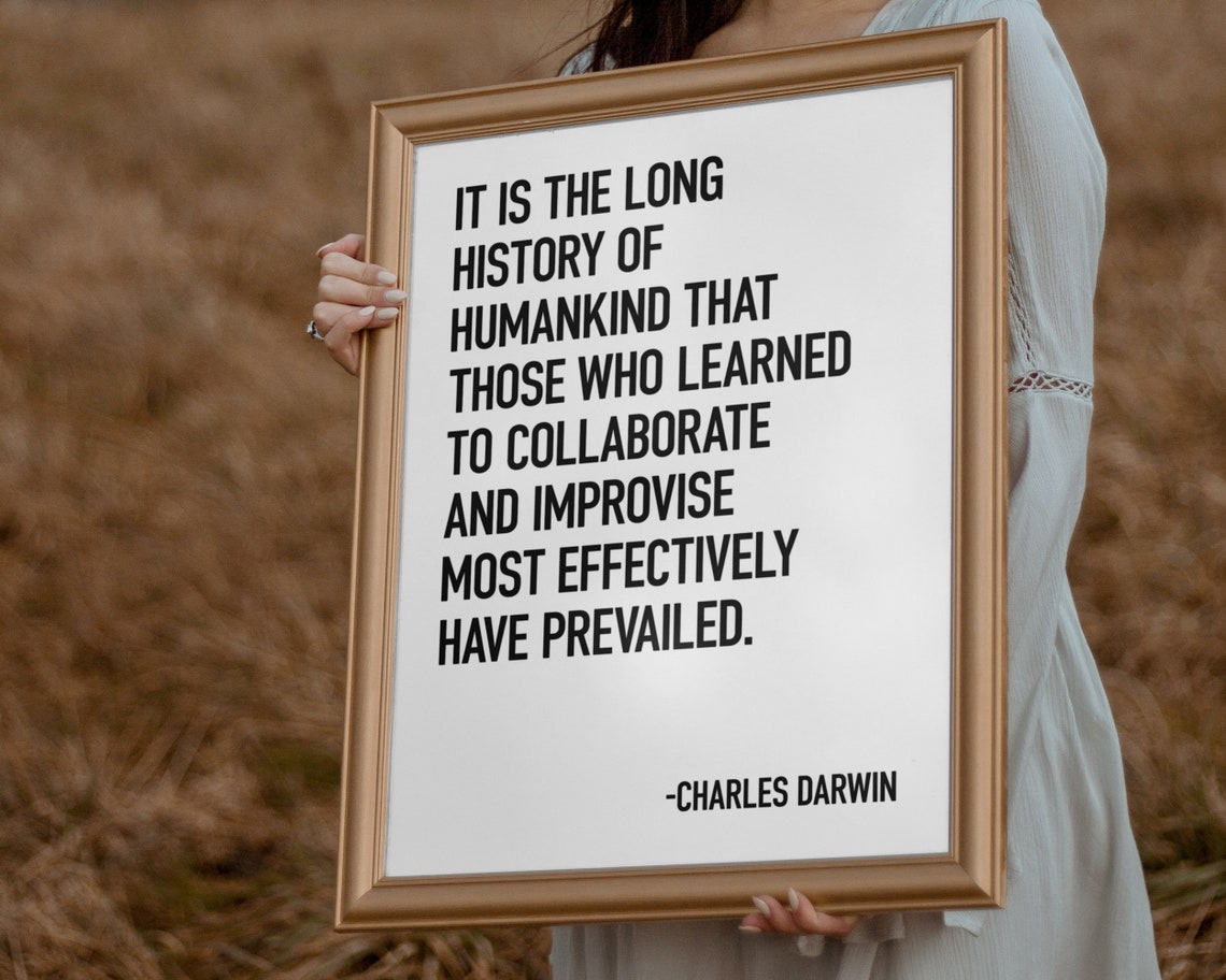 Charles Darwin Collaborate And Improvise Teamwork Quote Poster - Image 2