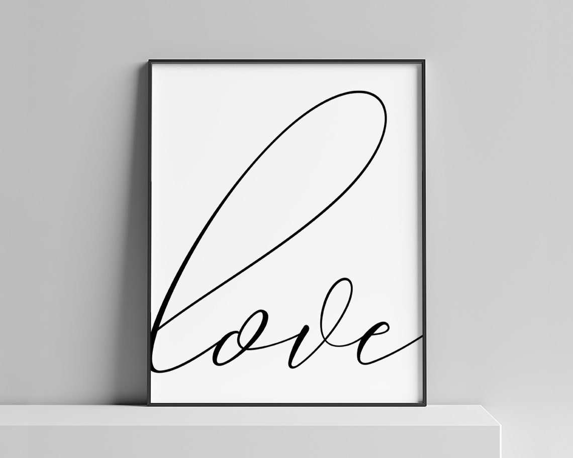 Love Script Calligraphy Art Print Romantic Home Decor Wedding Gift - Image 3