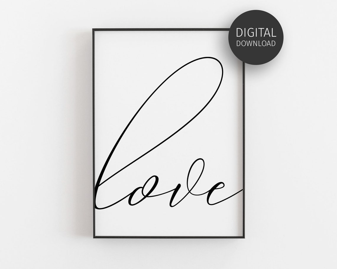 Love Script Calligraphy Art Print Romantic Home Decor Wedding Gift - Image 4