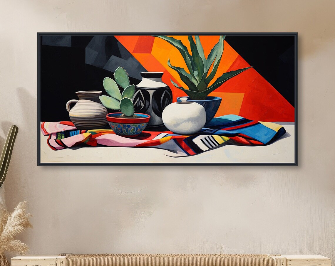Southwestern Still Life, Agave Cactus and Pottery Art Print