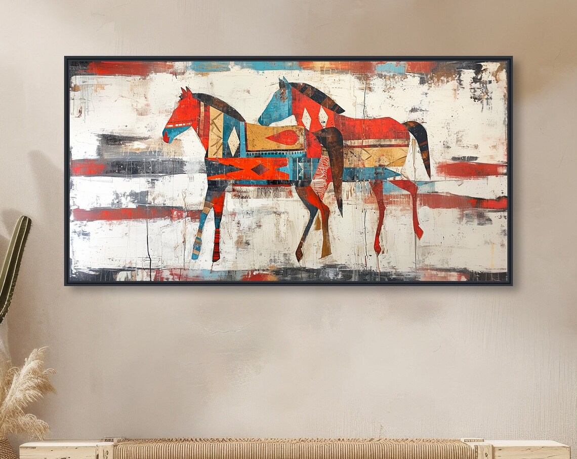 Running Horse Southwestern Art Print, Rustic Western