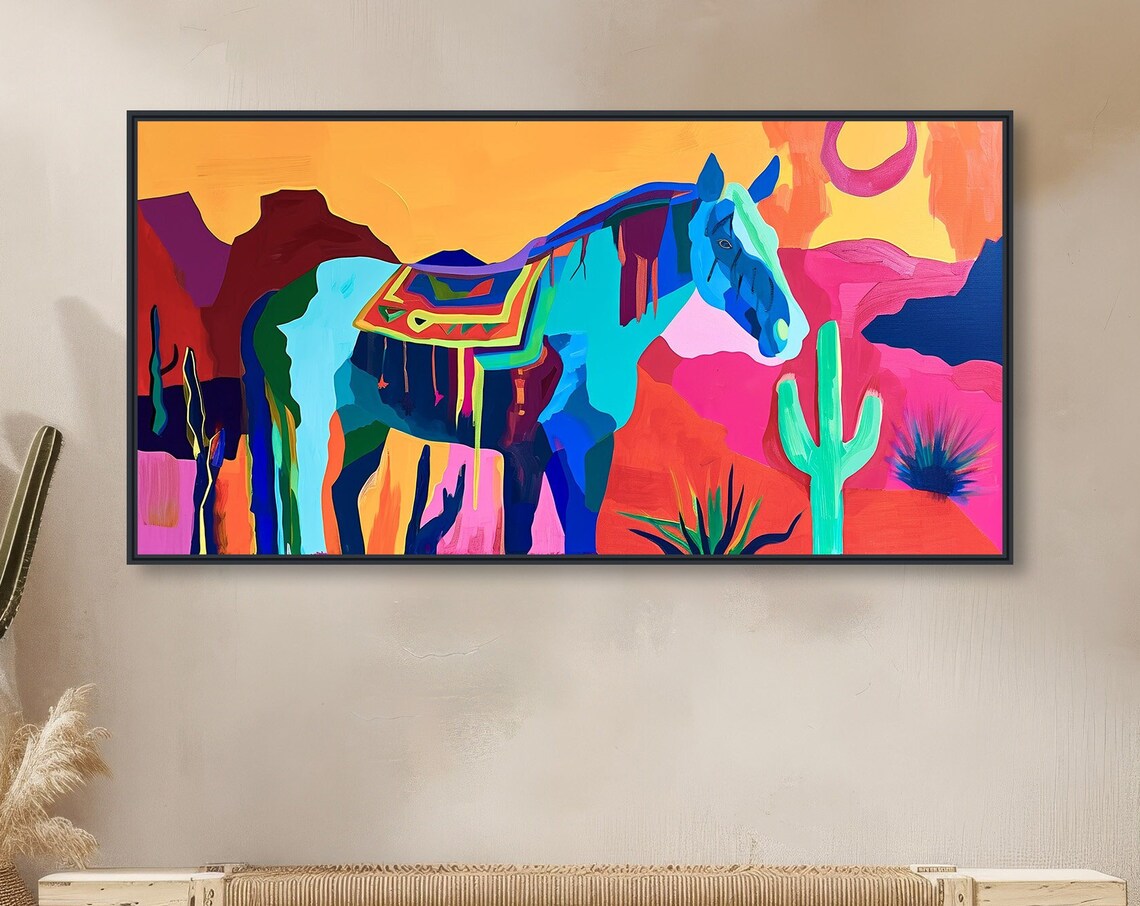 Southwestern Horse, Western Desert Landscape Art Print