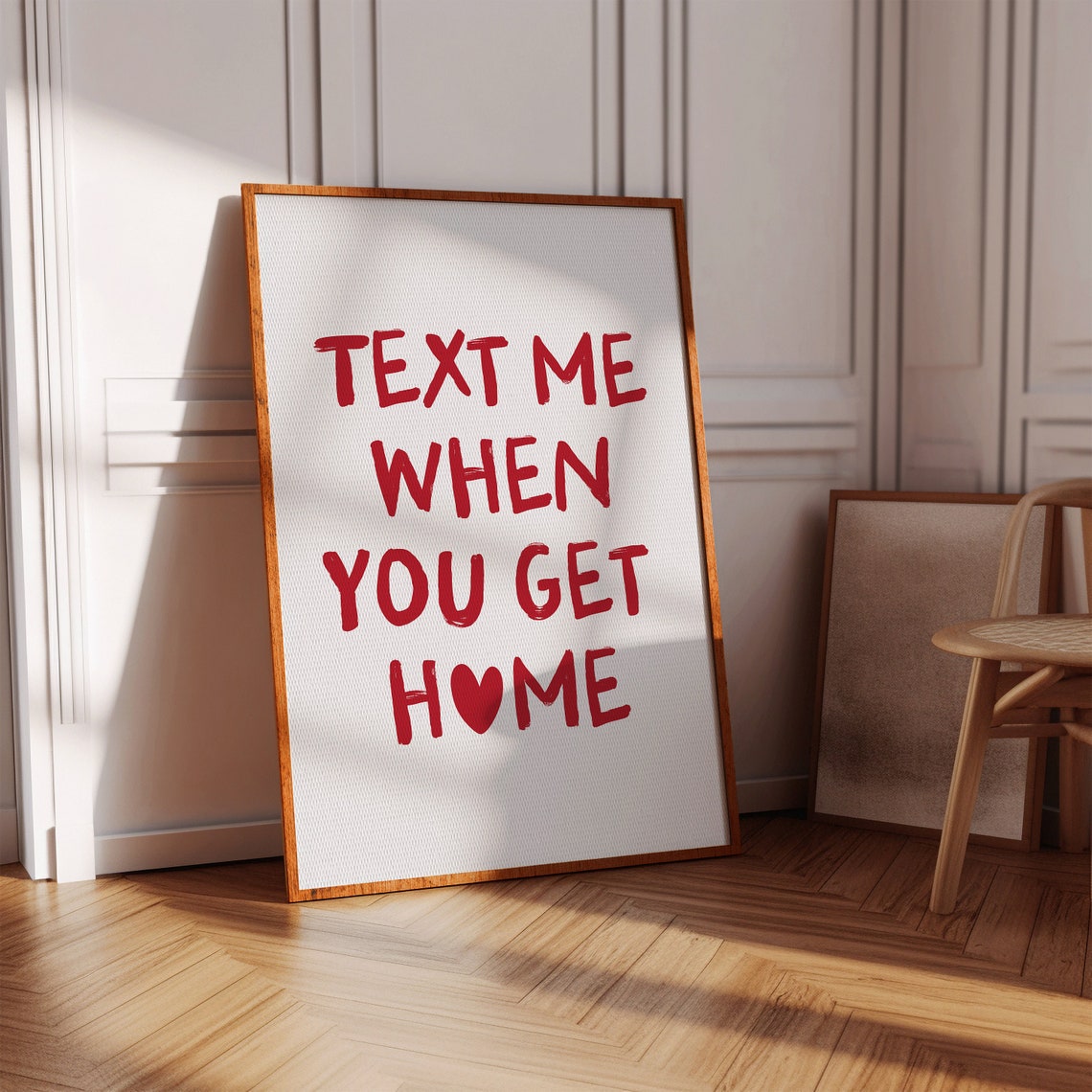 Text Me When You Get Home Bold Red Brush Letter Entryway Poster - Image 3