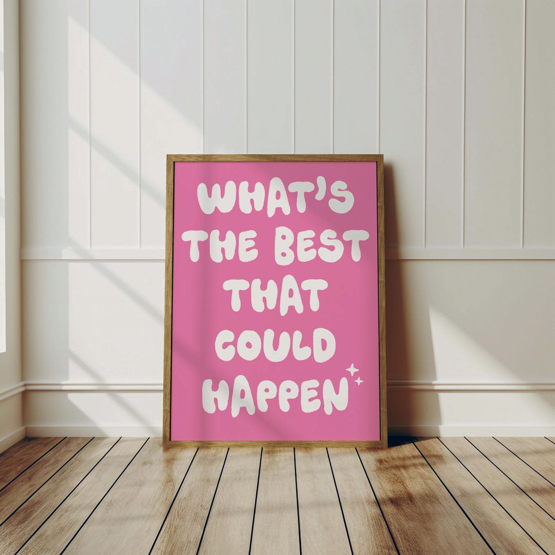Whats The Best That Could Happen Pink Poster Bold Optimist Quote - Image 3