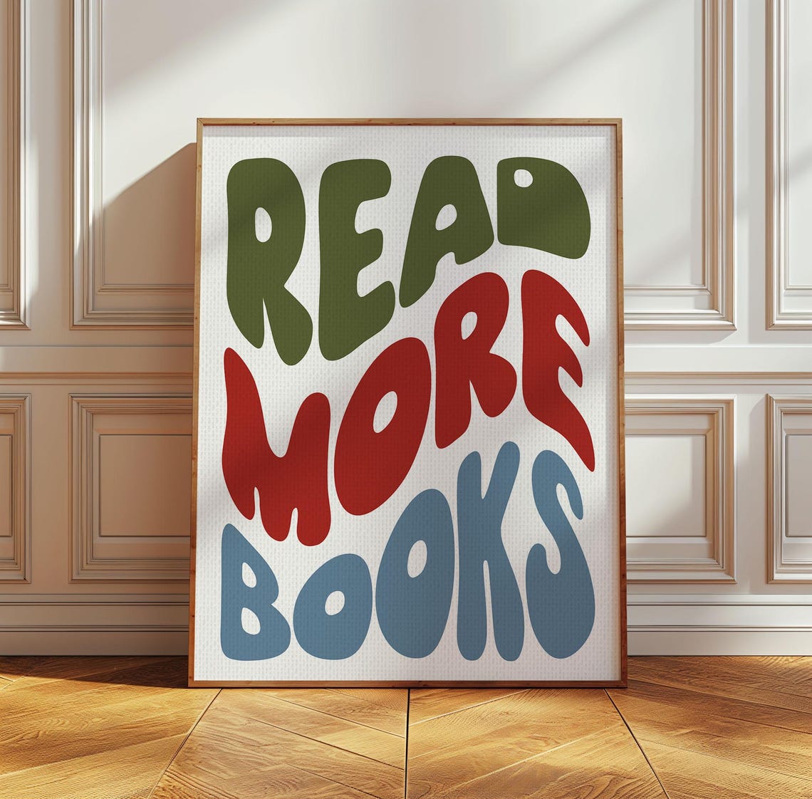 Read More Books Retro Bubble Letter Library Reader Decor Poster - Image 2