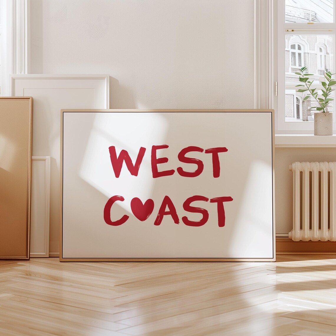 West Coast Bold Red Hand Lettered Heart Coastal Cowgirl Poster