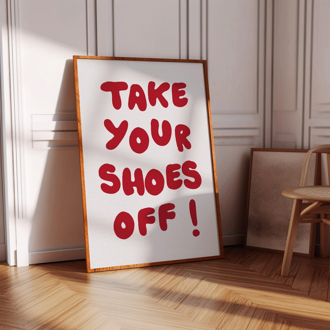 Take Your Shoes Off Sign, Fun Retro Wall Art Print