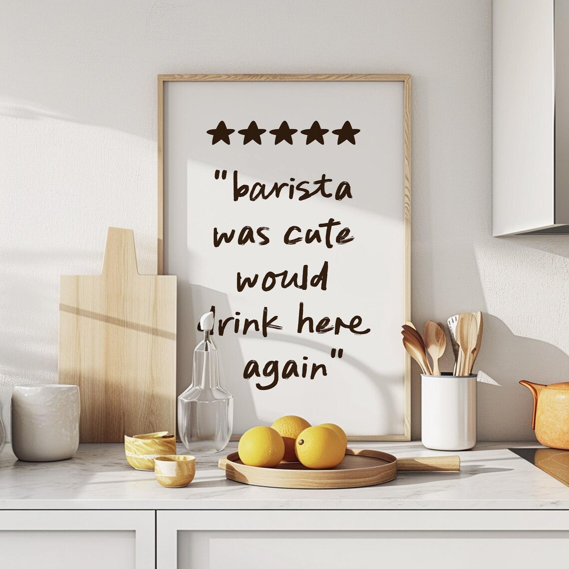 Barista Was Cute Funny Five Star Review Coffee Bar Quote Poster - Image 2