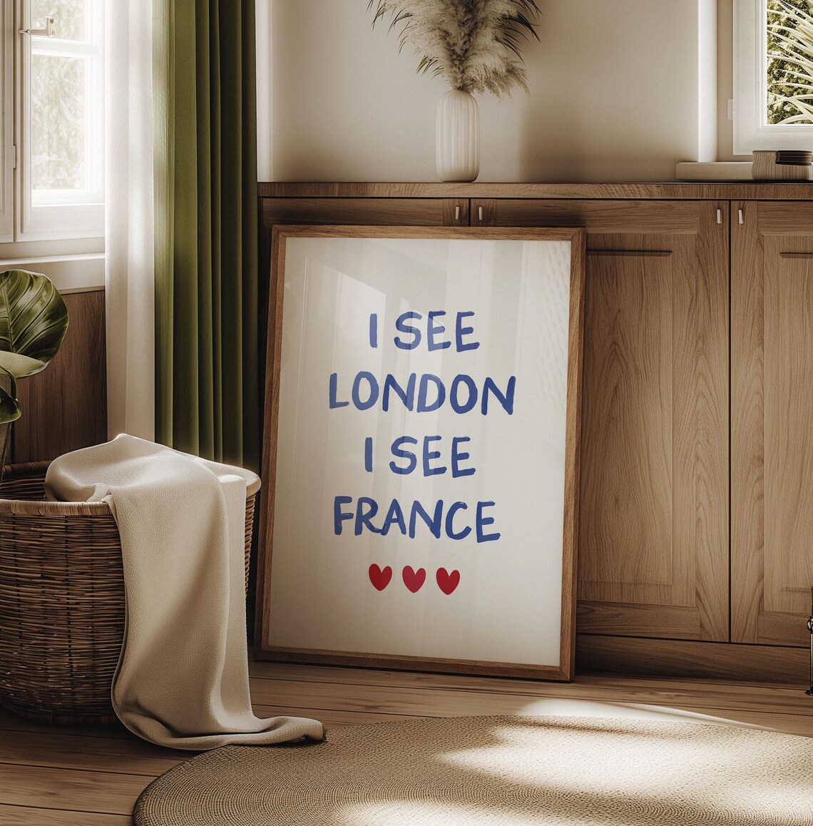 I See London I See France Funny Blue Typography Hearts Quote Poster