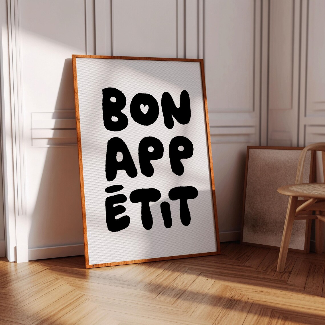 Bon Appetit Black Bubble Letter Poster Fun French Food Saying