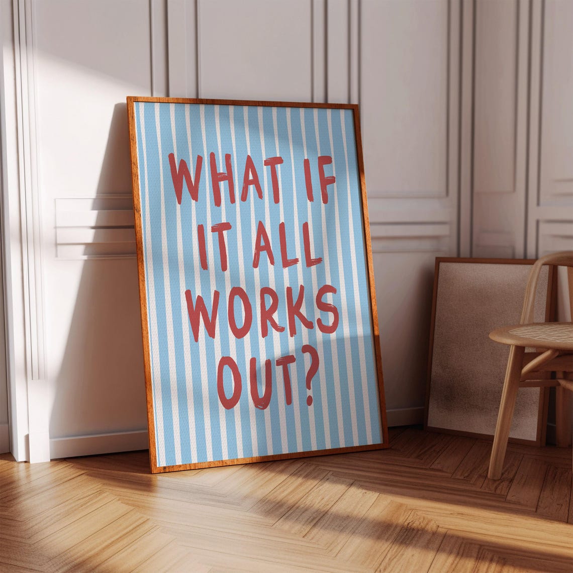 What If It All Works Out Red Striped Motivational Quote Poster