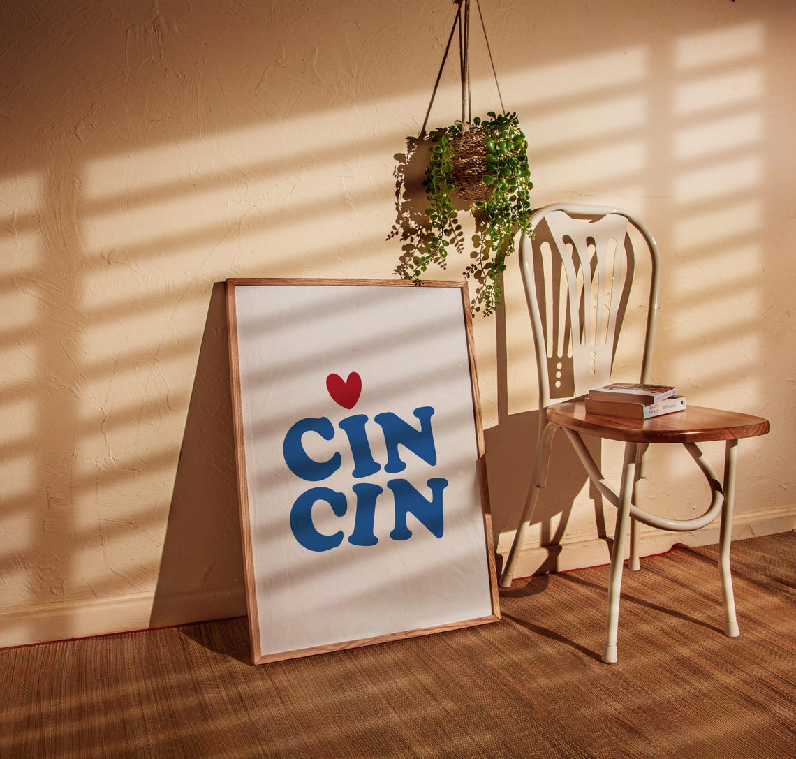 Cin Cin Blue Bubble Letter Wine Toast Kitchen Bar Decor Poster - Image 3