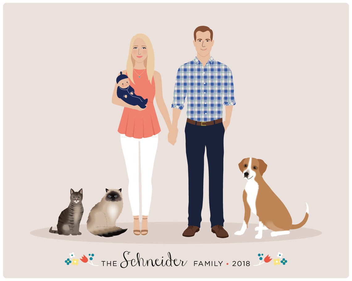 Custom Family Portrait, Add Pet - Image 5