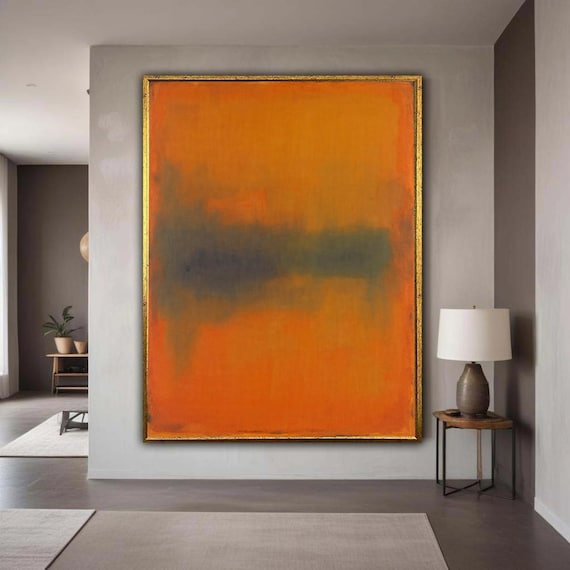 Mark Rothko Inspired Abstract Canvas Wall Art Modern Orange And Gray Painting Midcentury Print Color Gift Home Decor