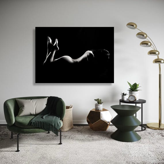 Artistic Nude Silhouette Canvas Black And White Abstract Body Art Sensual Female Form Wall Decor Modern Minimalist Gift Home