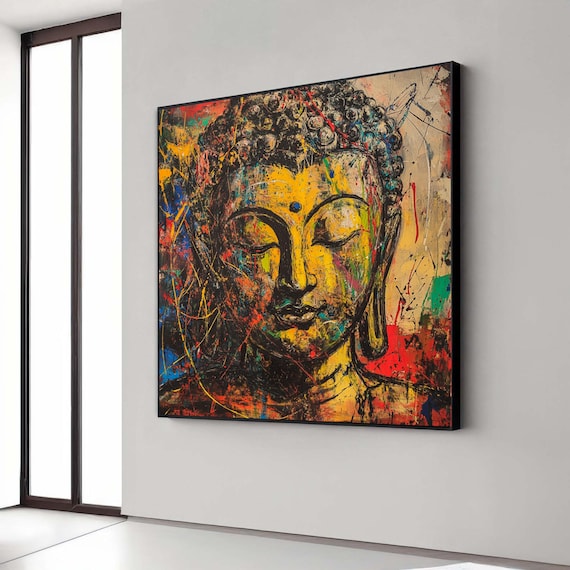 Colorful Buddha Canvas Wall Art Abstract Meditation Painting Spiritual Zen Decor Modern Buddhist Artwork For Home Gift