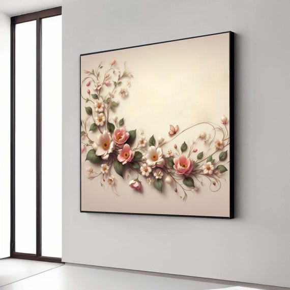 Elegant Floral Bouquet Canvas Pink And White Flowers Wall Art Botanical Decoration Natureinspired Home Gift Decor
